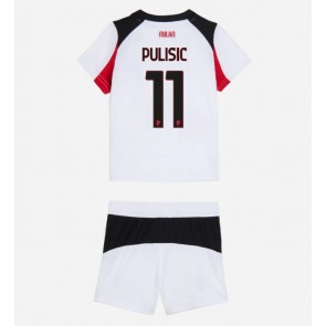 AC Milan Christian Pulisic #11 Udebanetrøje Børn 2025-26 Kortærmet (+ Korte bukser)